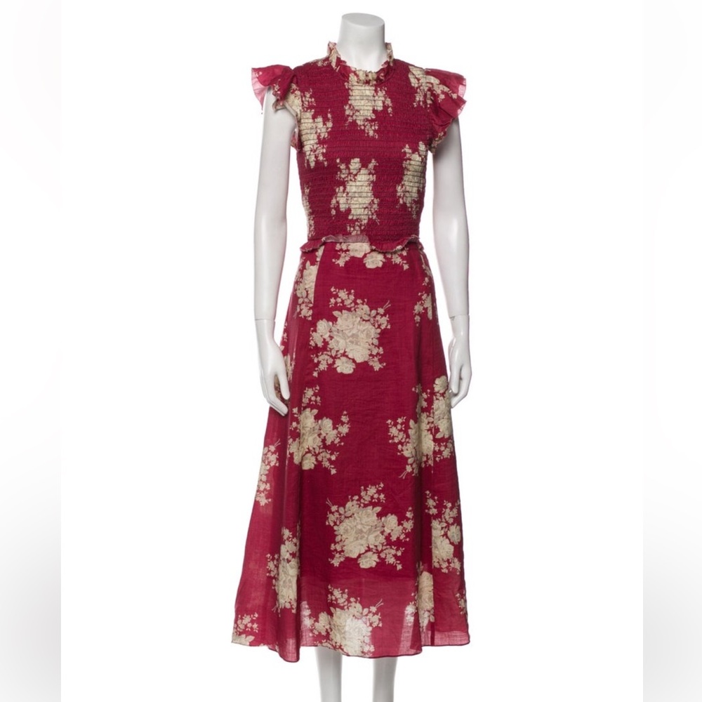 Sea NY Floral Red Midi Dress